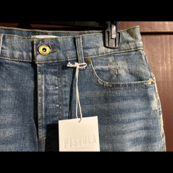 Pistola Distressed Frayed Hem Button Fly Cut Off Denim Shorts Size 27 - NWT - Picture 3 of 13